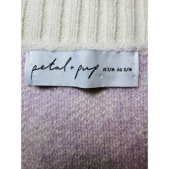 Petal + Pup Remi V-neck Lilac Oversized Flower Floral Retro 70's Sweater S/M - Picture 5 of 10